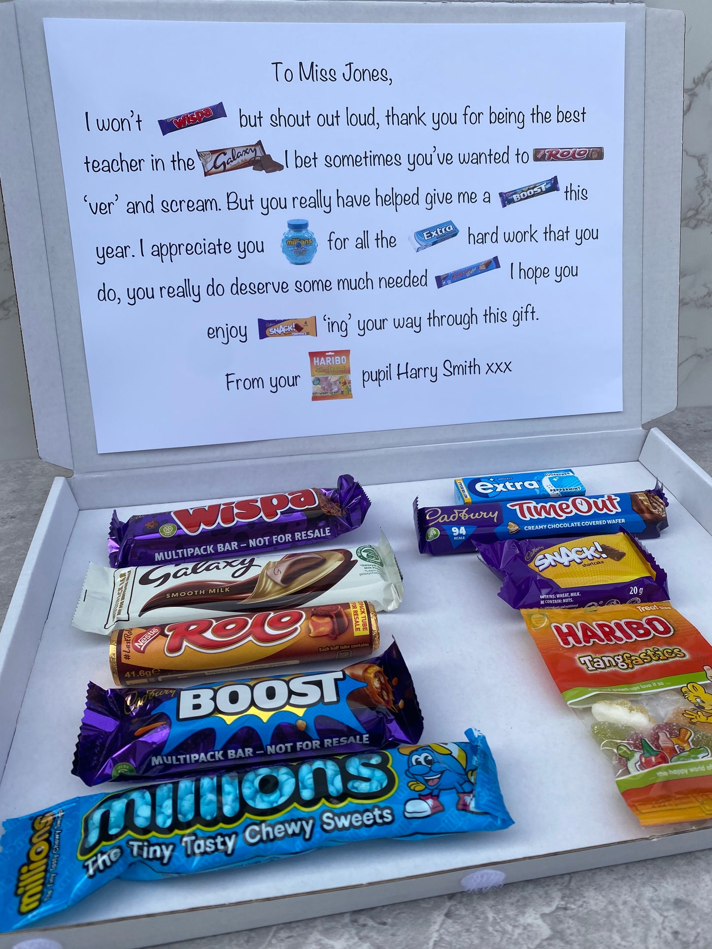 Thank you Teacher Chocolate Poem Box