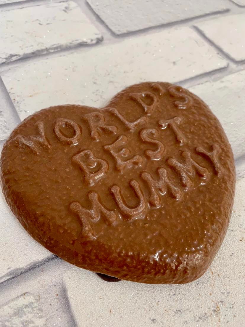 'World's Best Mummy' Belgium Chocolate Heart Slab