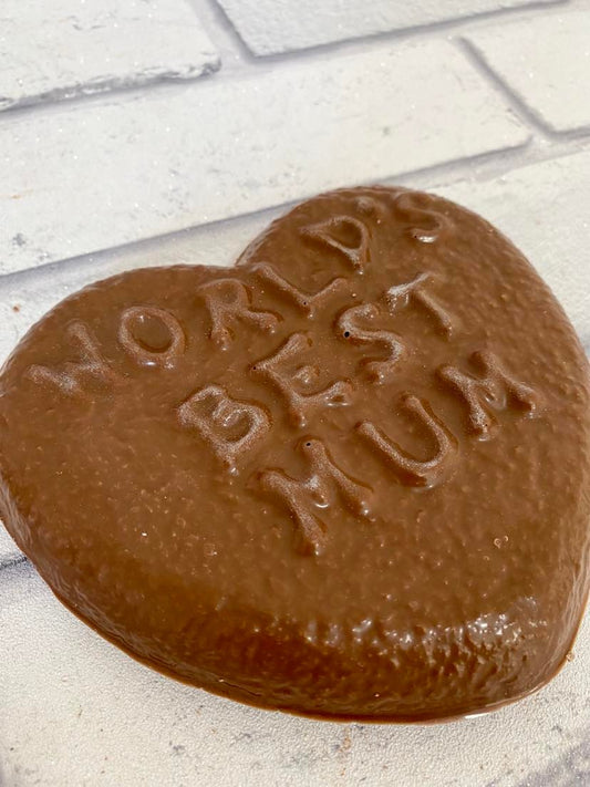 'Worlds Best Mum' - Belgium Chocolate Heart Slab